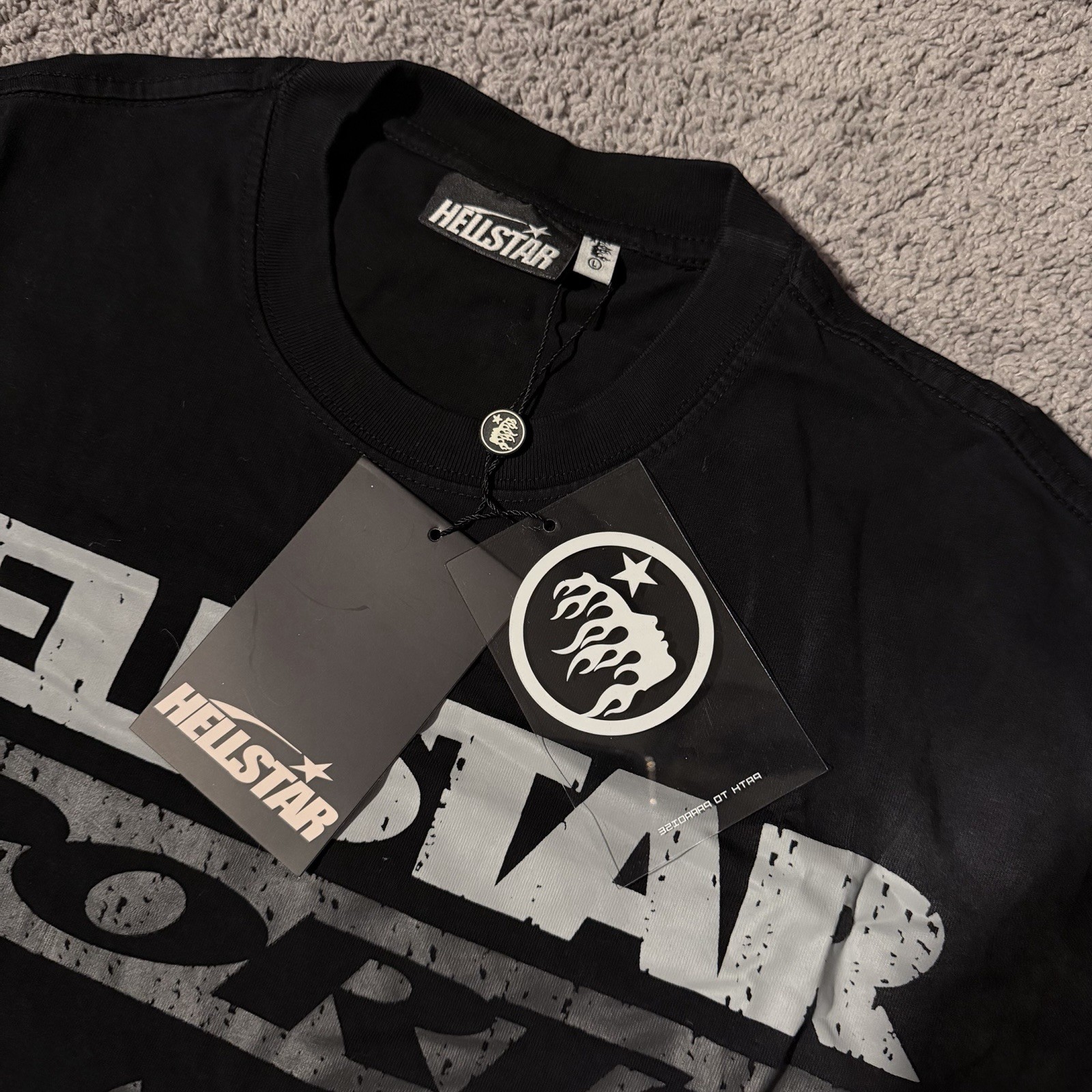 Hellstar Sports Men’s L Black Cotton Jersey Graphic Logo Crew Neck T-Shirt