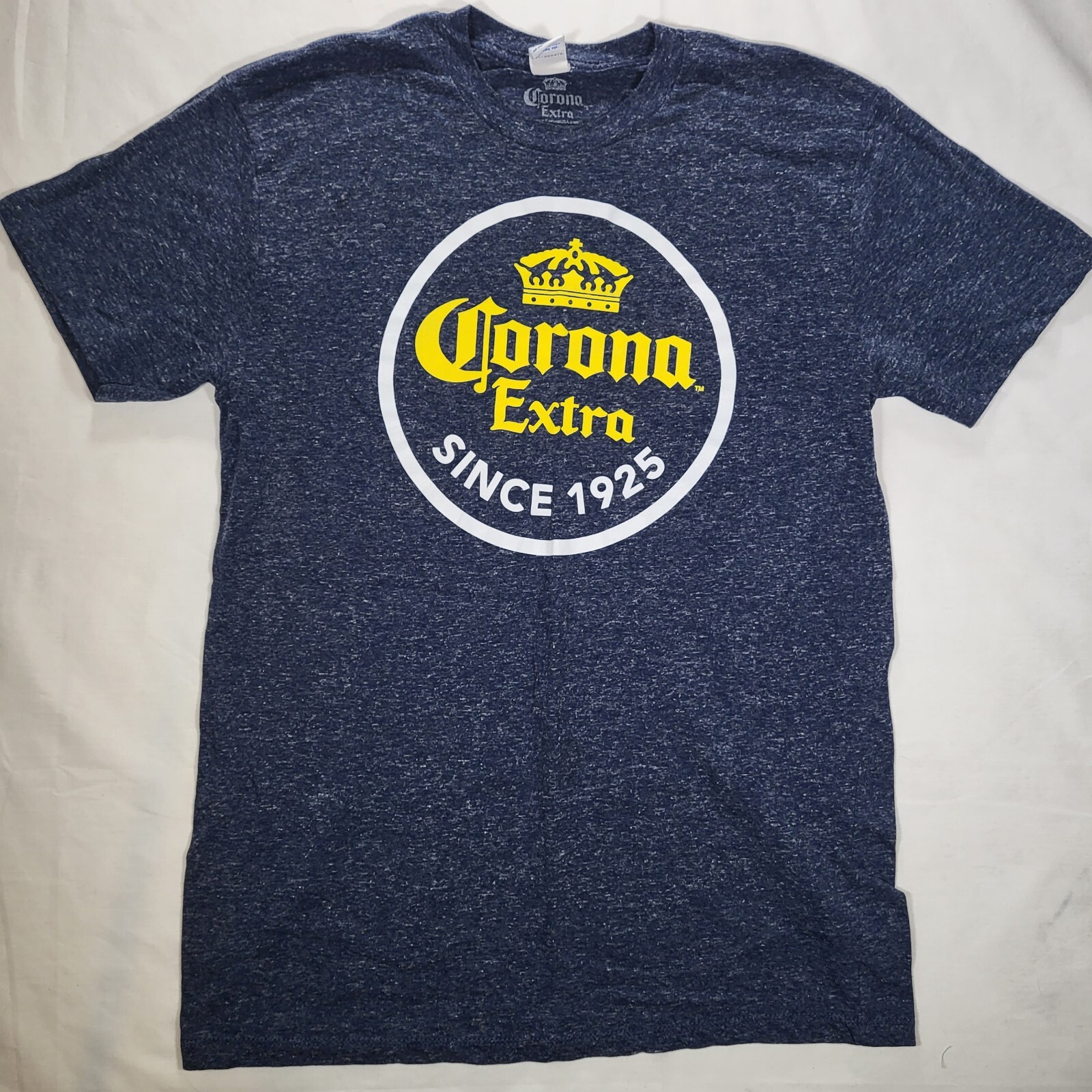 Corona Extra Men’s Medium Navy Polyester Linen Blend Graphic Tshirt