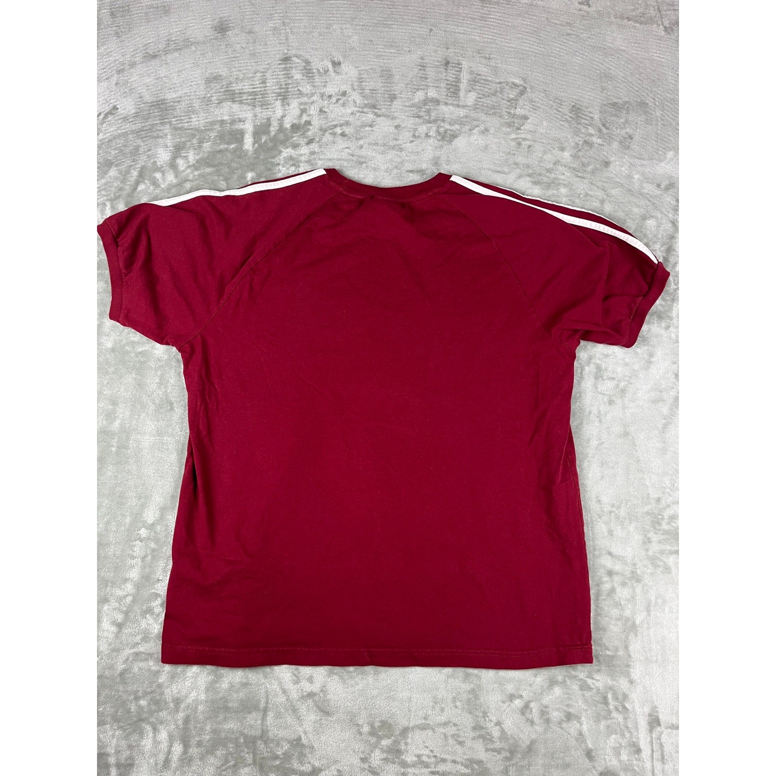 Adidas Originals Trefoil T-Shirt Large L Maroon White 3-Stripes Crewneck Cotton