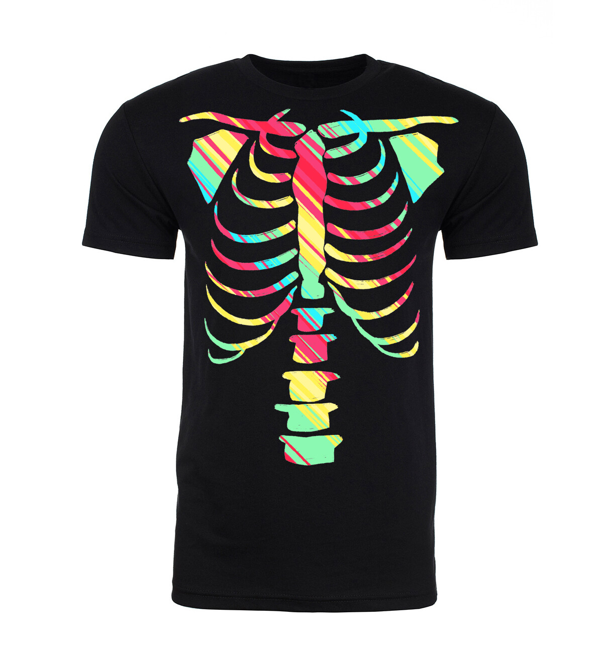 Neon Rainbow Skeleton Shirt, Graphic Tee, Men’s Halloween T-Shirt