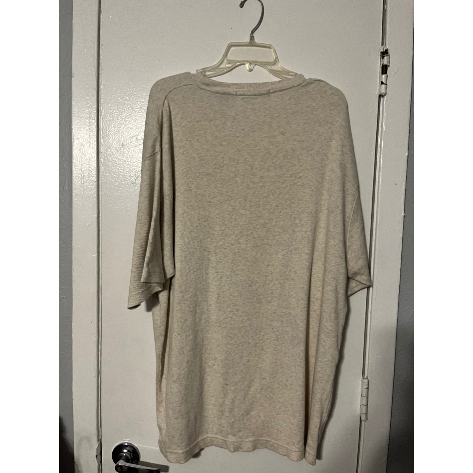 Pierre Cardin Mens XL Oatmeal Heather Ribbed Knit Short Sleeve Shirt 615524