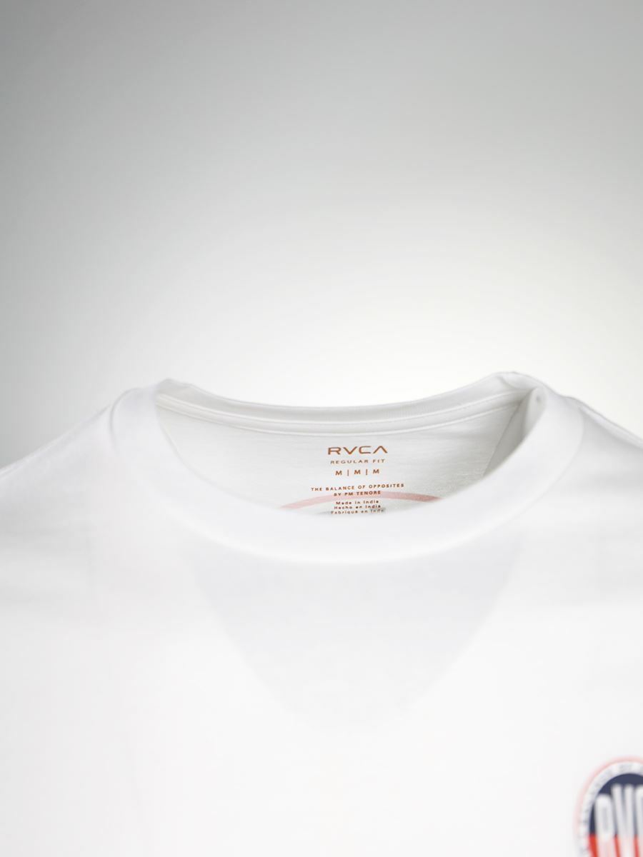 RVCA Men’s White Navy Red Circle Regular Fit S/S T-Shirt (S15)