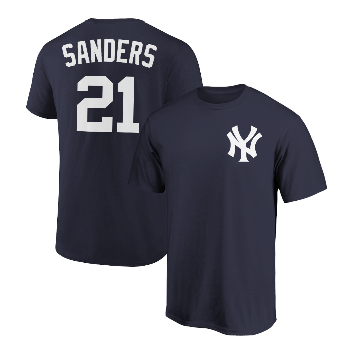 Deion Sanders T-Shirt New York Yankees Player Name and Number Soft Jersey Tee