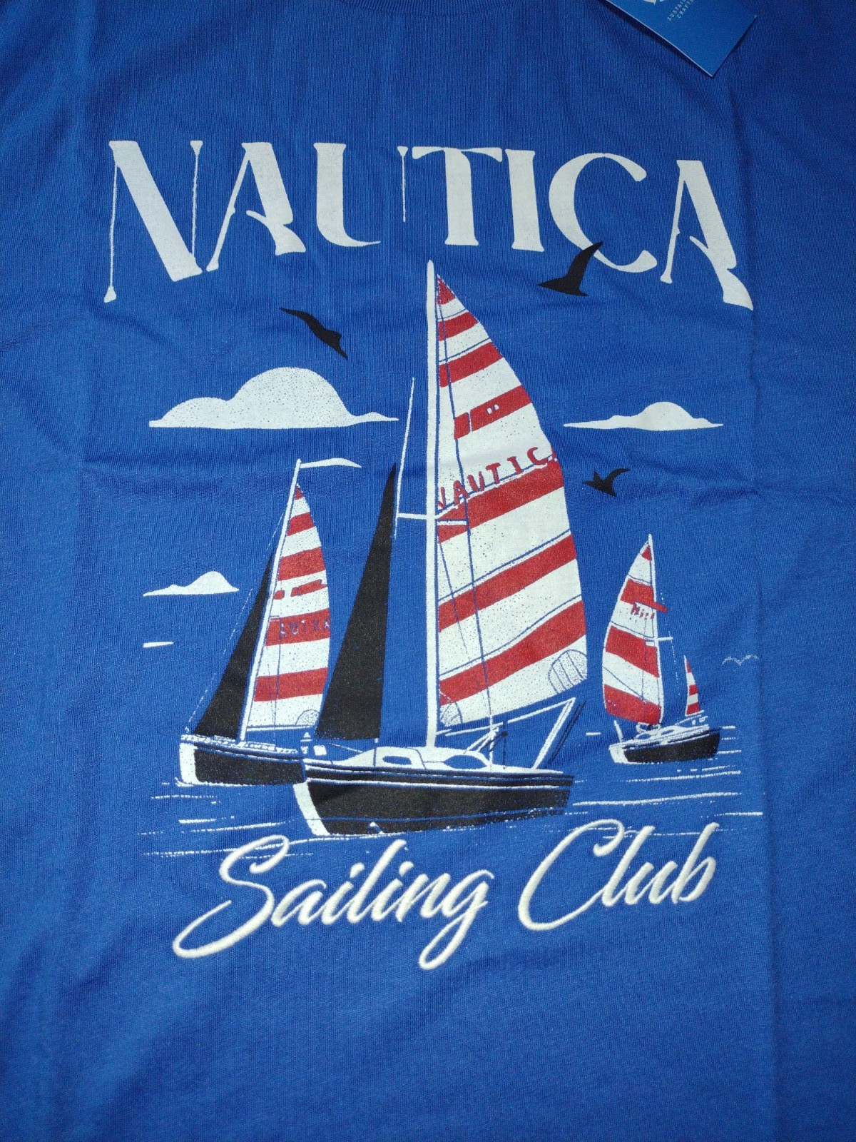 NWT, $35. MSRP, Mens Nautica Cotton Blend Graphic T-Shirt, Blue