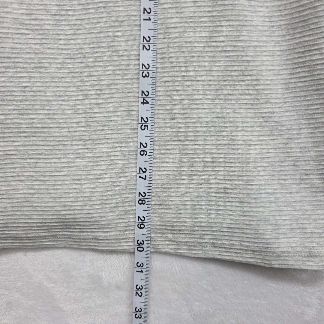 Hedge Mens Sand Mel Horizontal Ribbed Knit Short Sleeve Casual Tee Sz Lg Gray