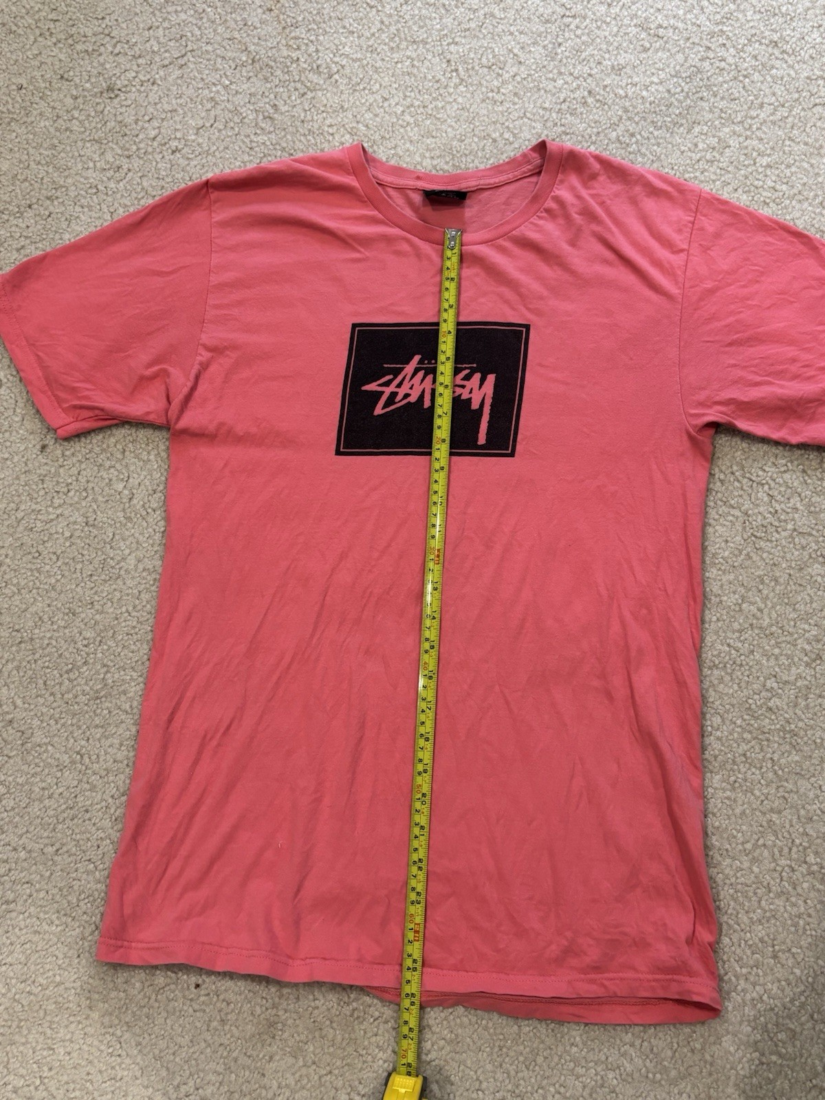 VTG Stussy T Shirt Mens M Pink Graphic Short Sleeve Black Logo