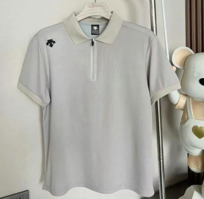 Descente Half Zipper Ice Feel Quick Drying Short Sleeves T-shirt