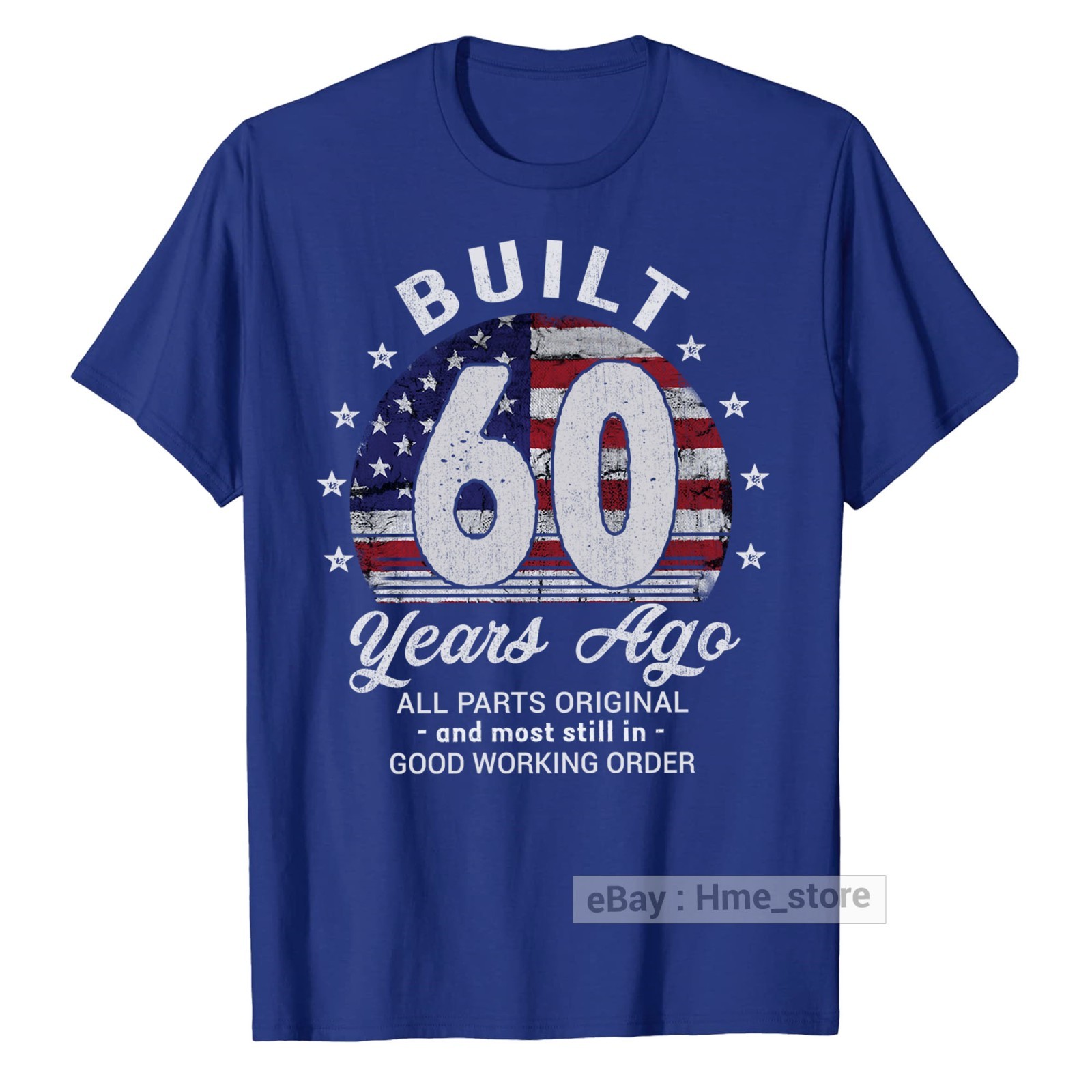 Funny 60th Birthday USA Flag T-Shirt Built 60 Years Old Ago Bday Tee Vintage Men
