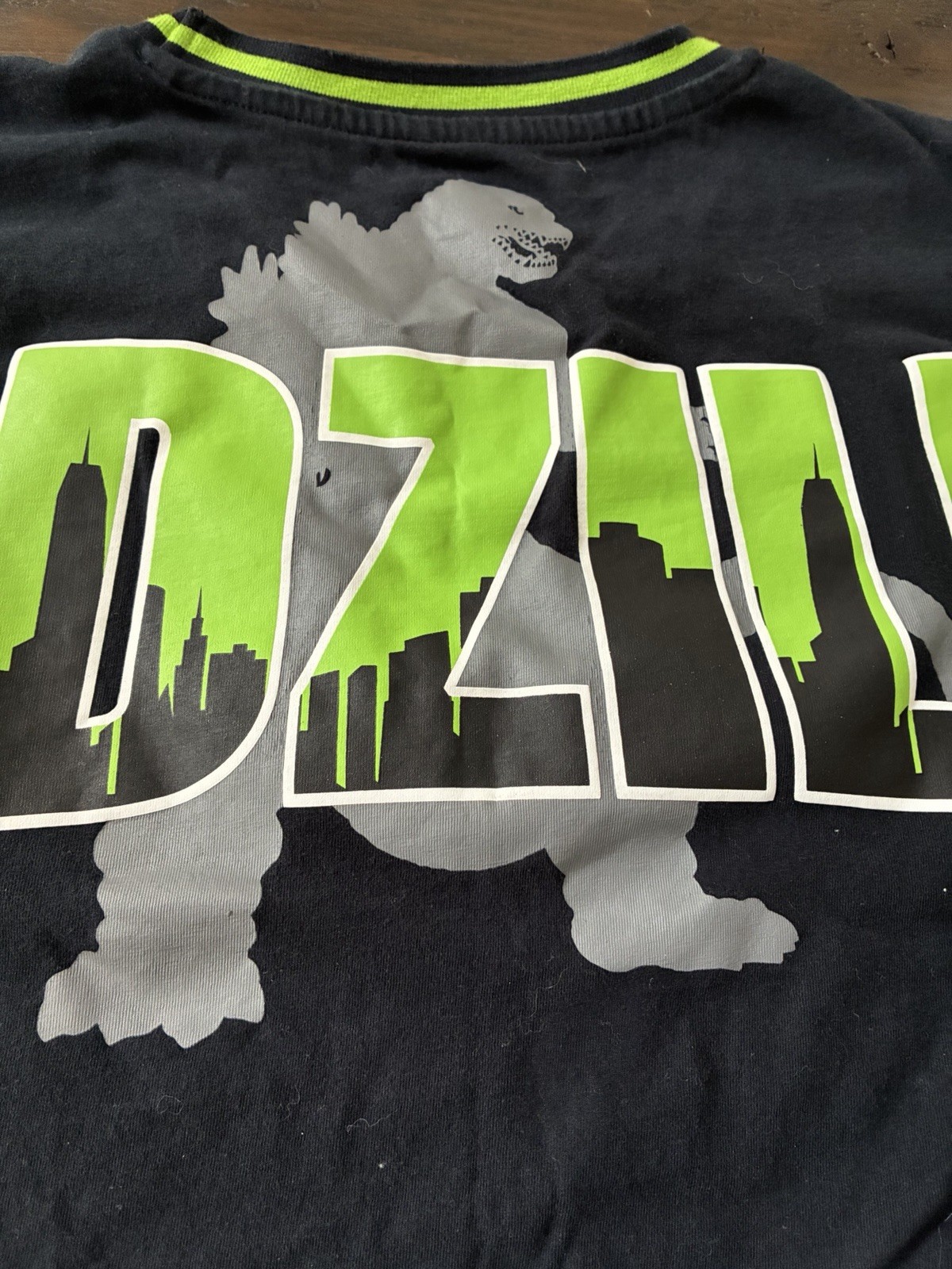 Godzilla Men Graphic Logo Double-Sided Crew Neck T-Shirt XL Black