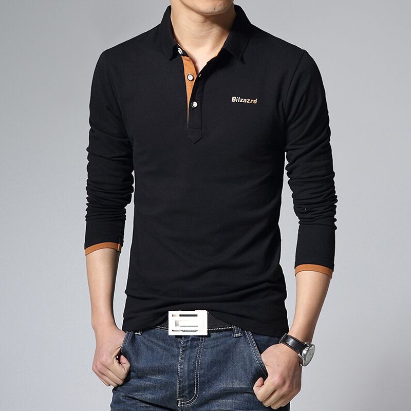Letter Print Polo Shirt – Men’s Long Sleeve Slim Fit Tees Hip Hop Top Fashion