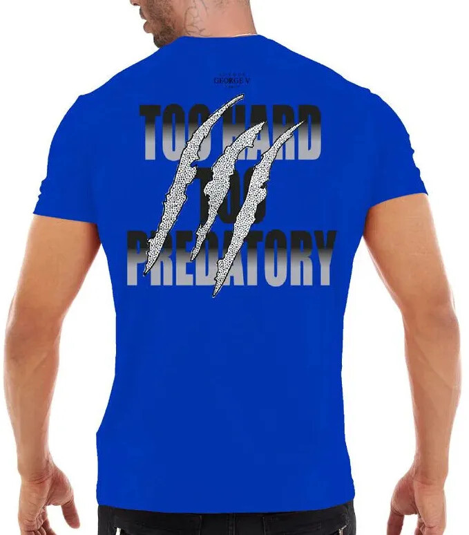 Avenue George V Paris T-Shirt Royal Wolf Rhinestone Men’s Sax Blue Tee Shirt