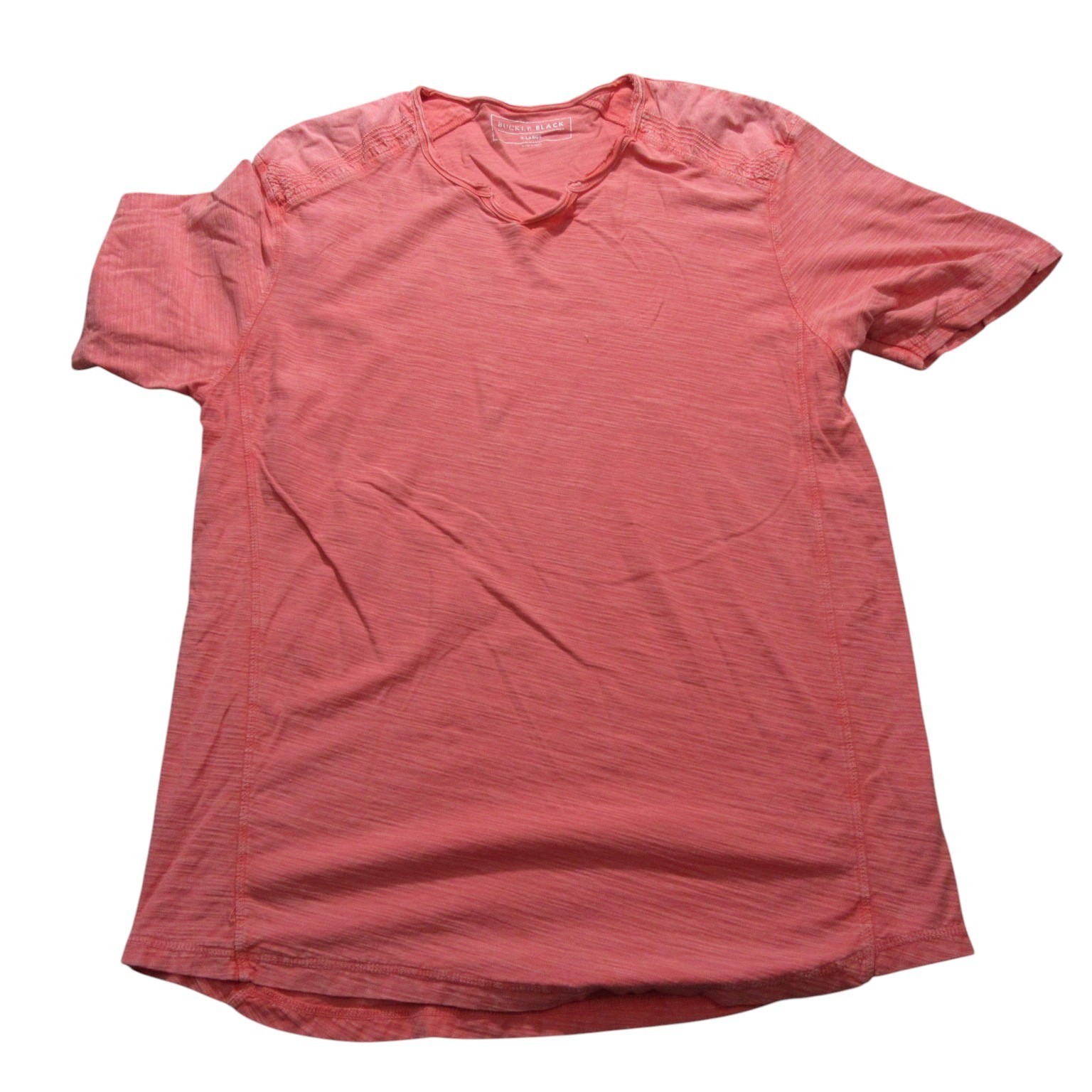 Buckle Black Mens T Shirt XL Coral Pink 100% Cotton Logo Short Sleeve