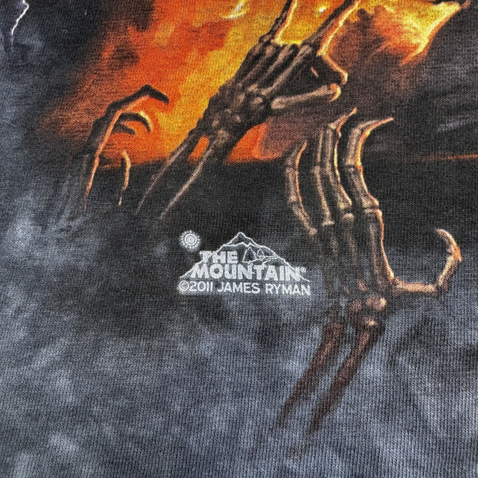 The Mountain Shirt Mens Large Skeleton Guitar Flames Lightning James Ryman 2011