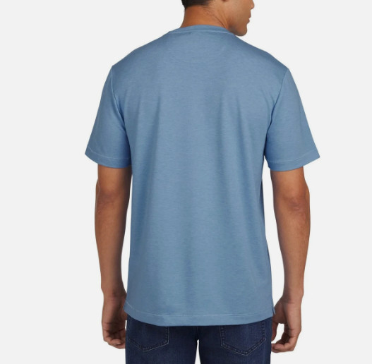Lands’ End Men’s Classic Fit 4-Way Stretch Tee, Blue, MEDUIM
