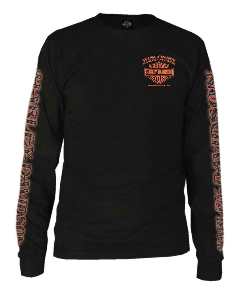Harley-Davidson Men’s Eagle Piston Long Sleeve Crew Shirt, Black 30299947