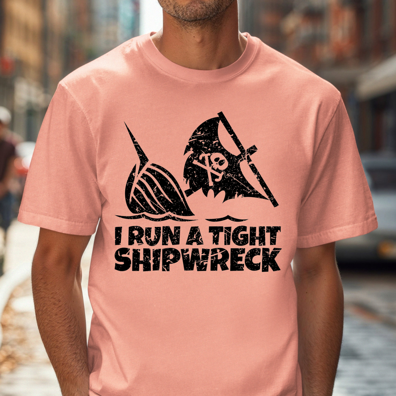 I Run a Tight Shipwreck T-Shirt | Pirate Skull Nautical Tee, Funny Sailing Shirt