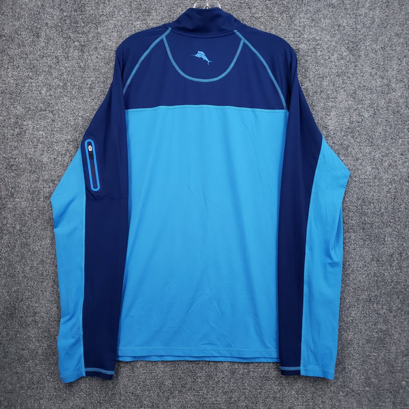 Tommy Bahama 1/4 Zip Shirt Mens XL Blue Two Tone Mock Neck Pullover Activewear
