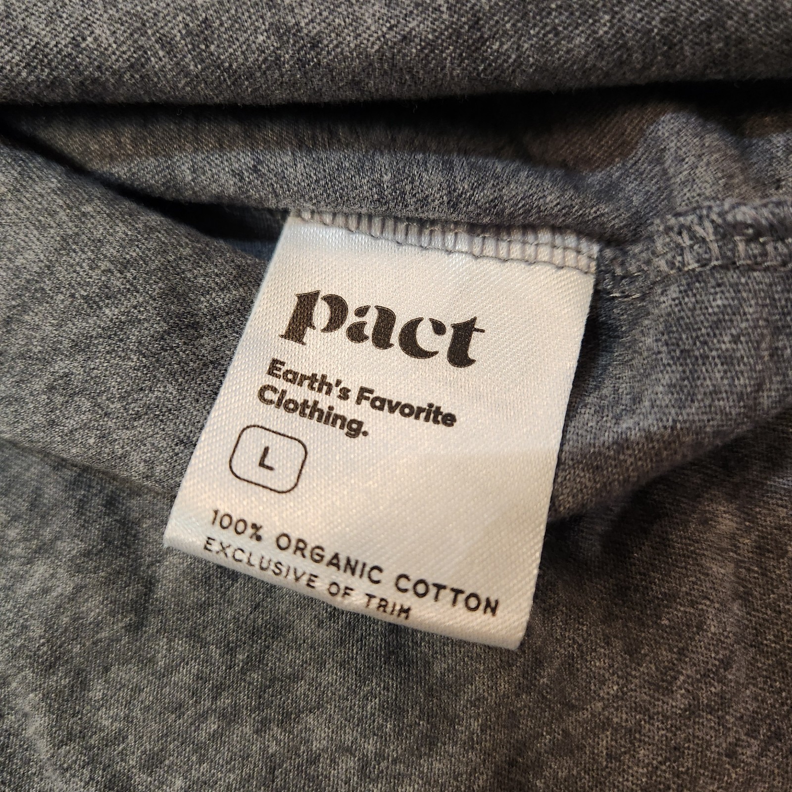 Pact Long Sleeve Tees (2 Pack) Mens Large Grey & Beige Organic Cotton Crewneck
