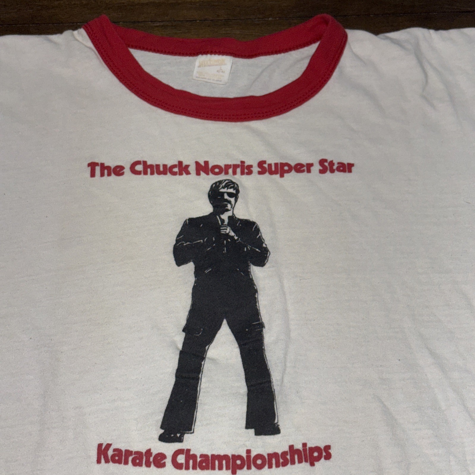 Vintage 70s – 80s Chuck Norris Super Star Karate Champ Ringer Single Stitch Sz L