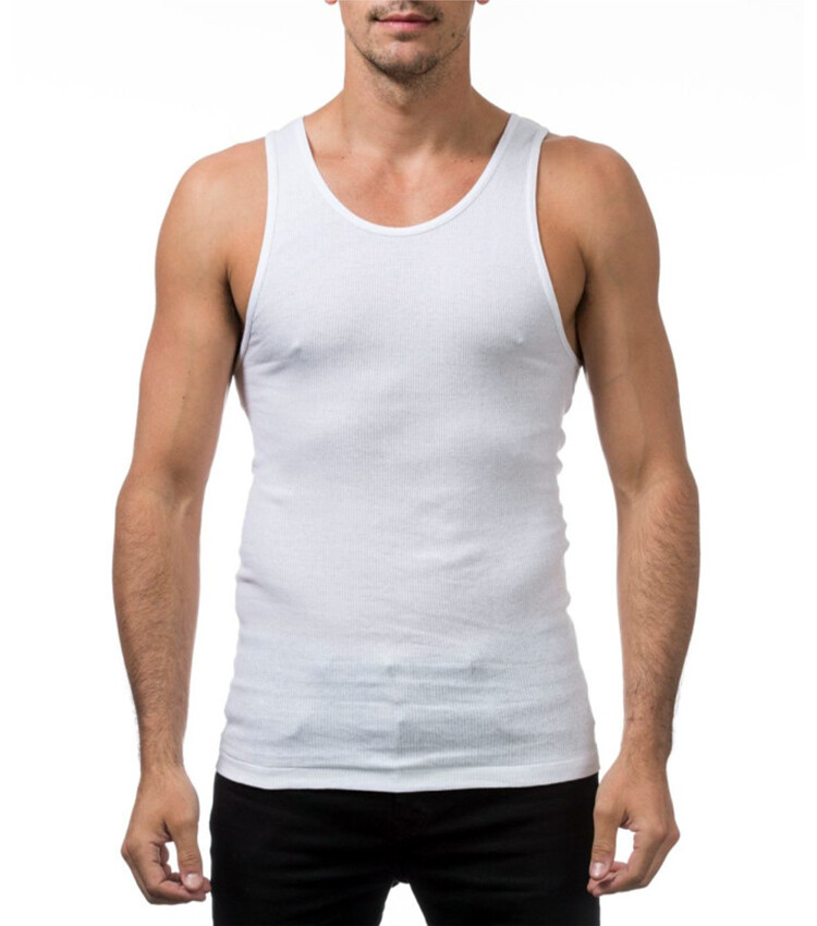 Men’s Tank Top 6 Pack A-Shirts Ribbed Undershirts 100% Cotton Wife Beater Gym