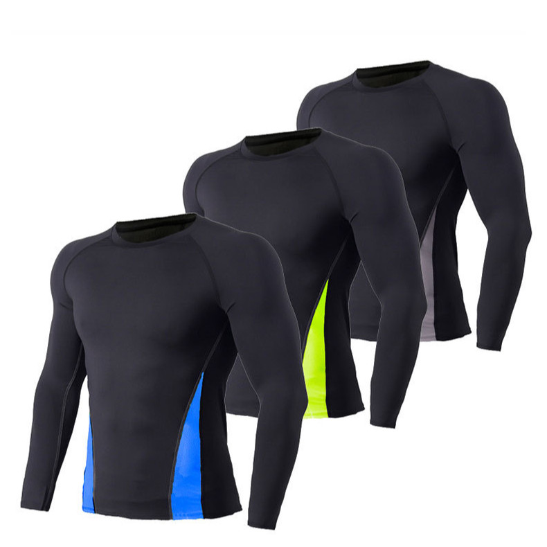 Athletic Long Sleeve Compression Shirts Dry Fit Sports Gym Shirts Outdoor Blue