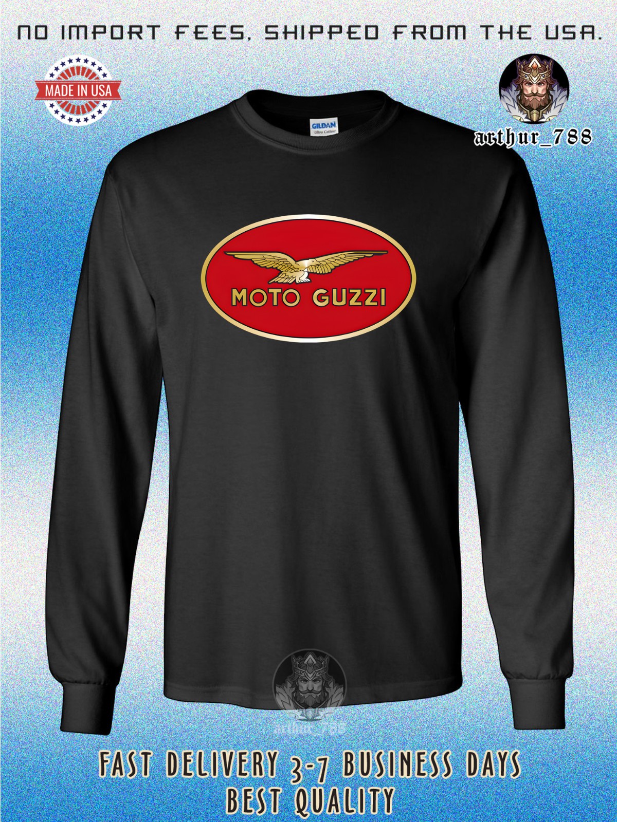 New Moto Guzzi Motorcycle Logo Men’s Long Sleeve T-Shirt American Size T-Shirt
