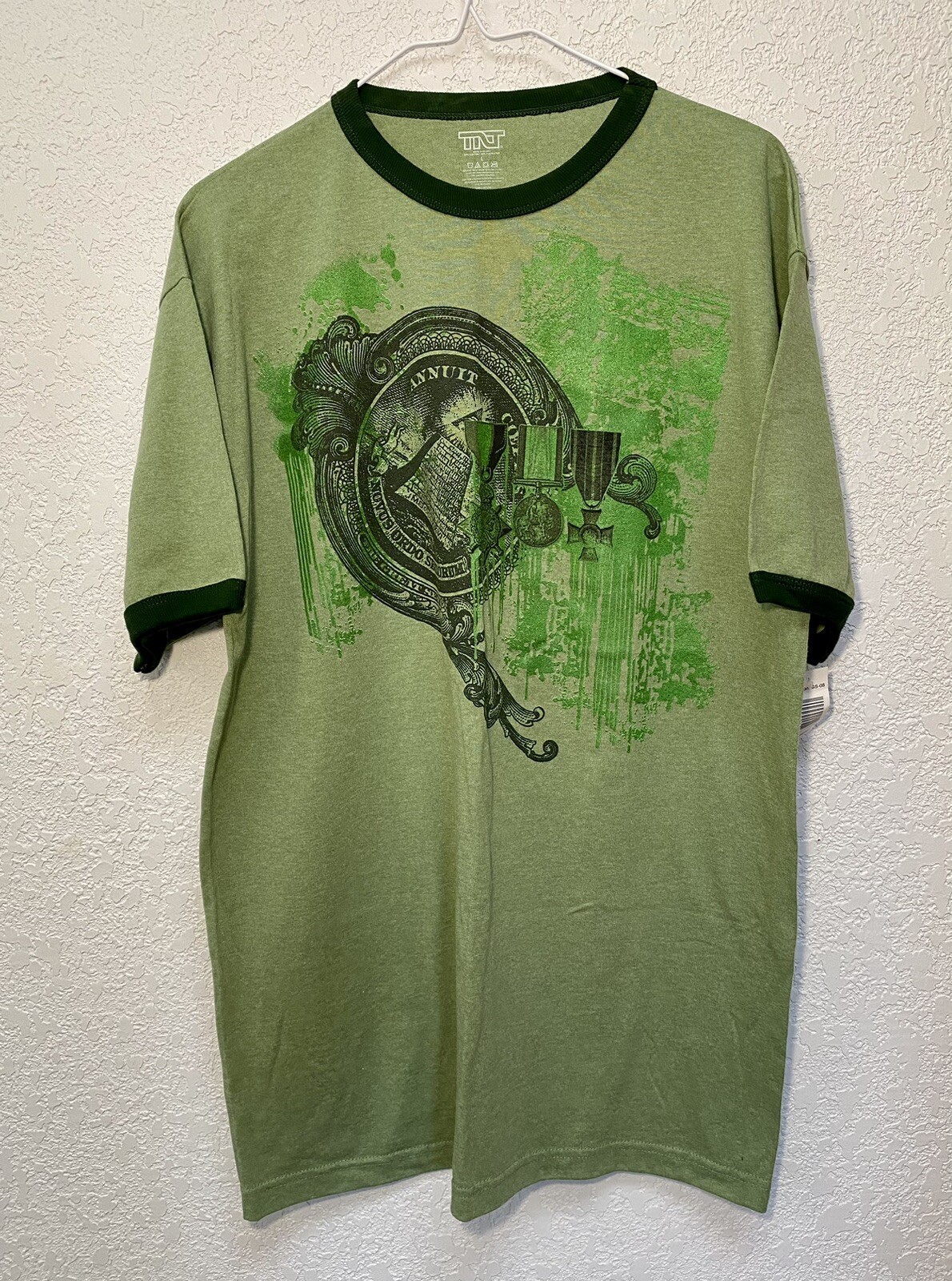 Money Green Short Sleeve T-Shirt Manifest Motivation Cash Men’s Size Large TNT $