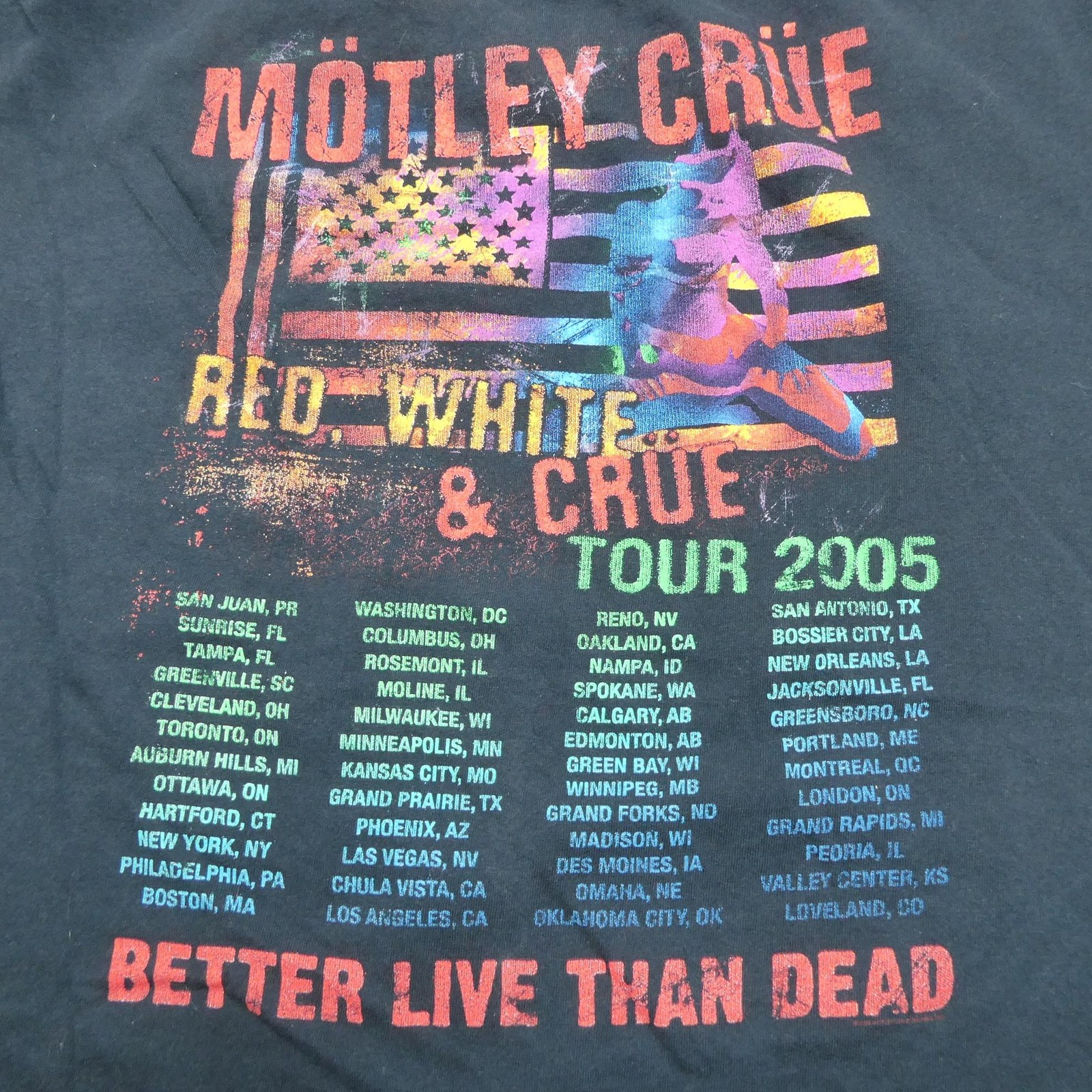 Vintage Motley Crue Shirt Mens 2XL Black Red White & Crue Tour 2005 Concert 00s
