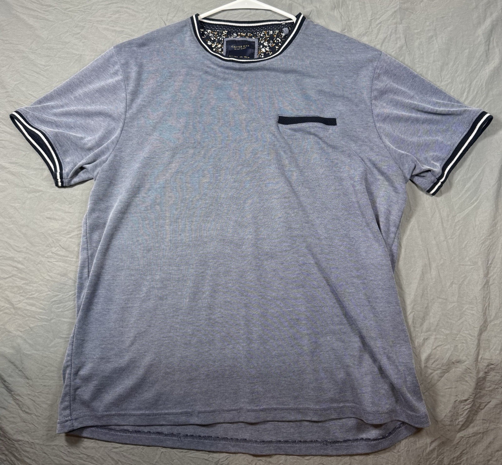 Cactus Man Ricky Singh Blue Contrasting Trim Crew Neck T-Shirt Men’s Size XXL