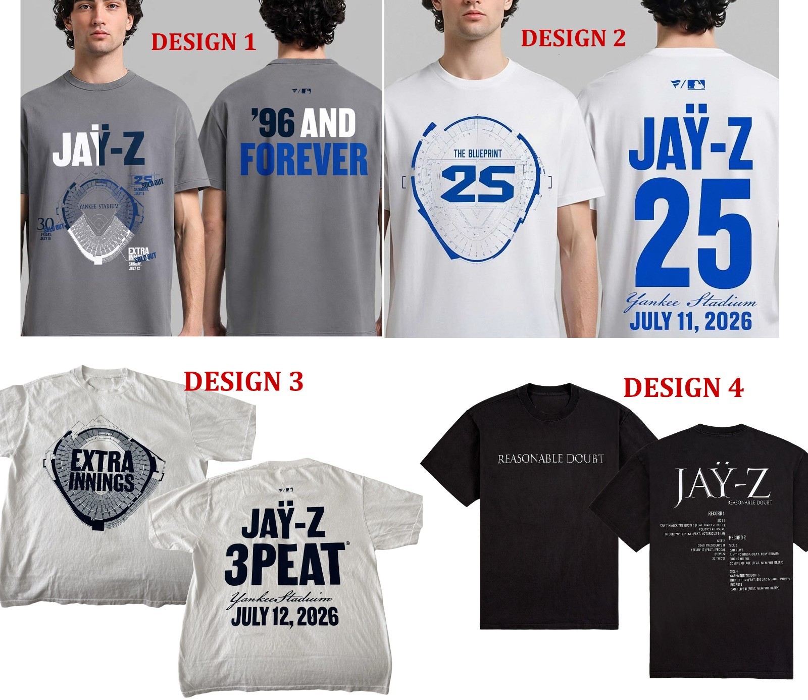 Jay-Z30 Yankees Stadium 2026 Reasonable Doubt 25th reprint T-Shirt