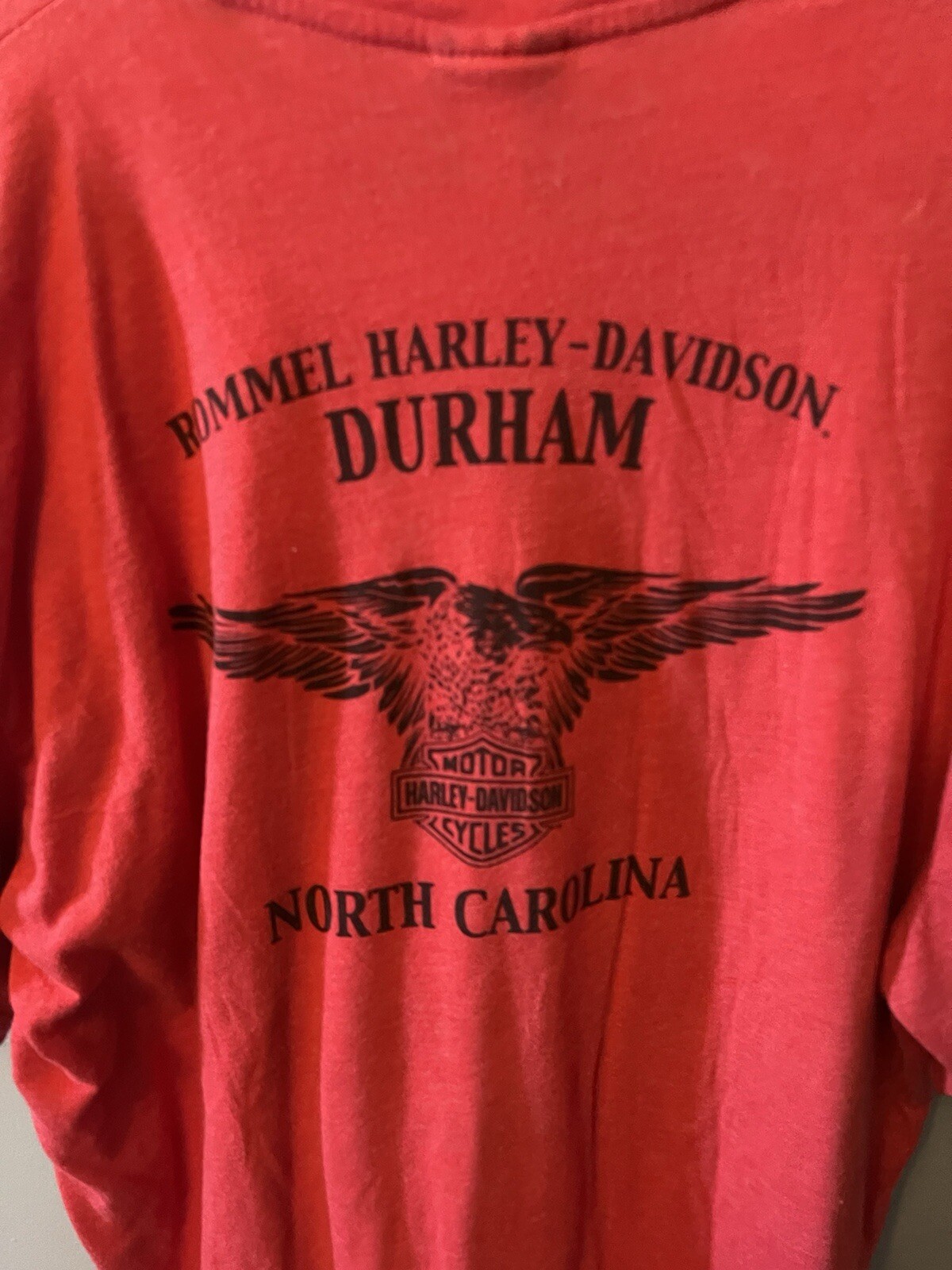 Harley Davidson Shirt Men XL Red Motorcycle Rommel Durham North Carolina Shirt