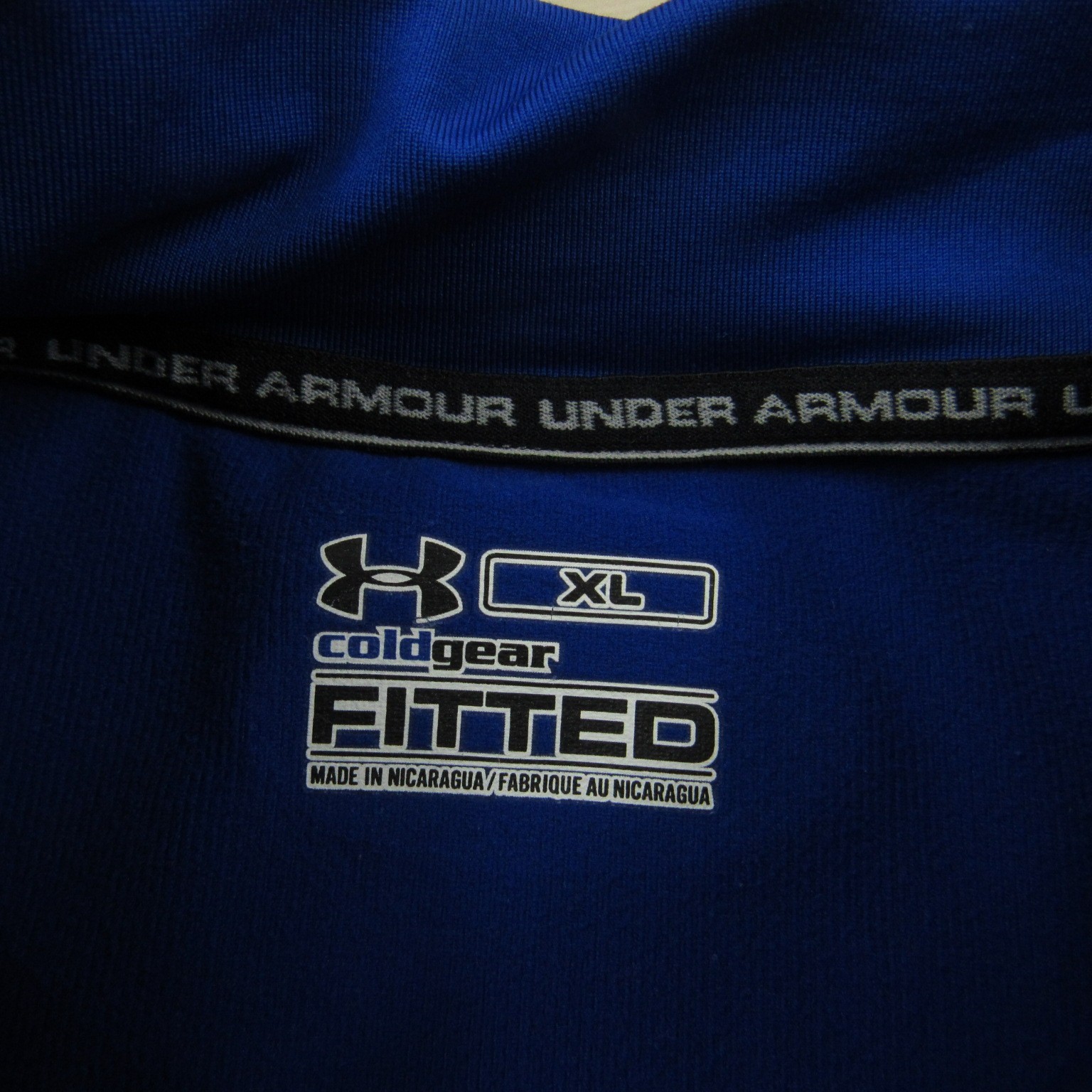 Under Armour Shirt Mens Extra Large Blue Fitted Mock Cold Gear Fleece Outdoor A1