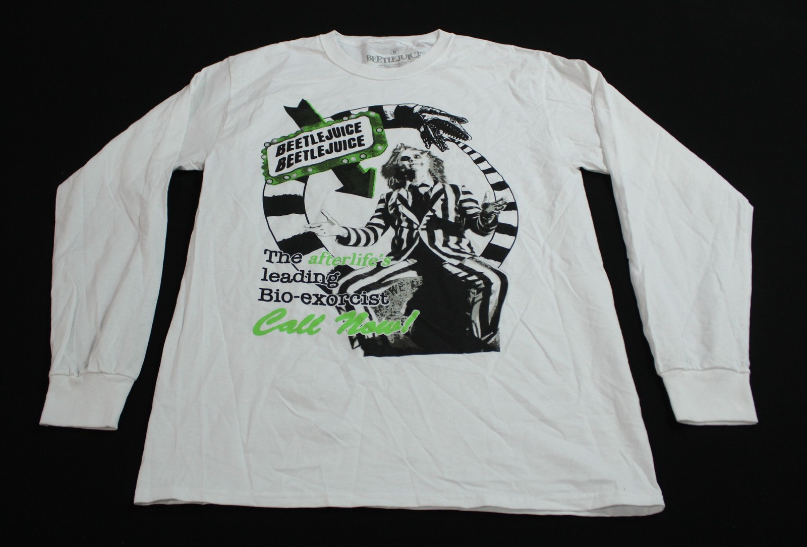 Beetlejuice Adult’s Afterlife’s Leading Bio-Exorcist Shirt JL3 White Medium