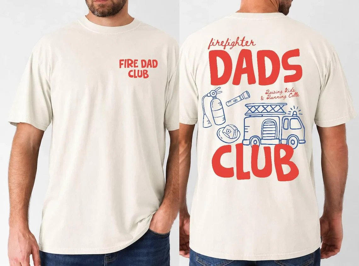 NEW! Firefighter Dad Club Shirt, Fire Dad Graphic Tee, Blue Collar Father’s Day
