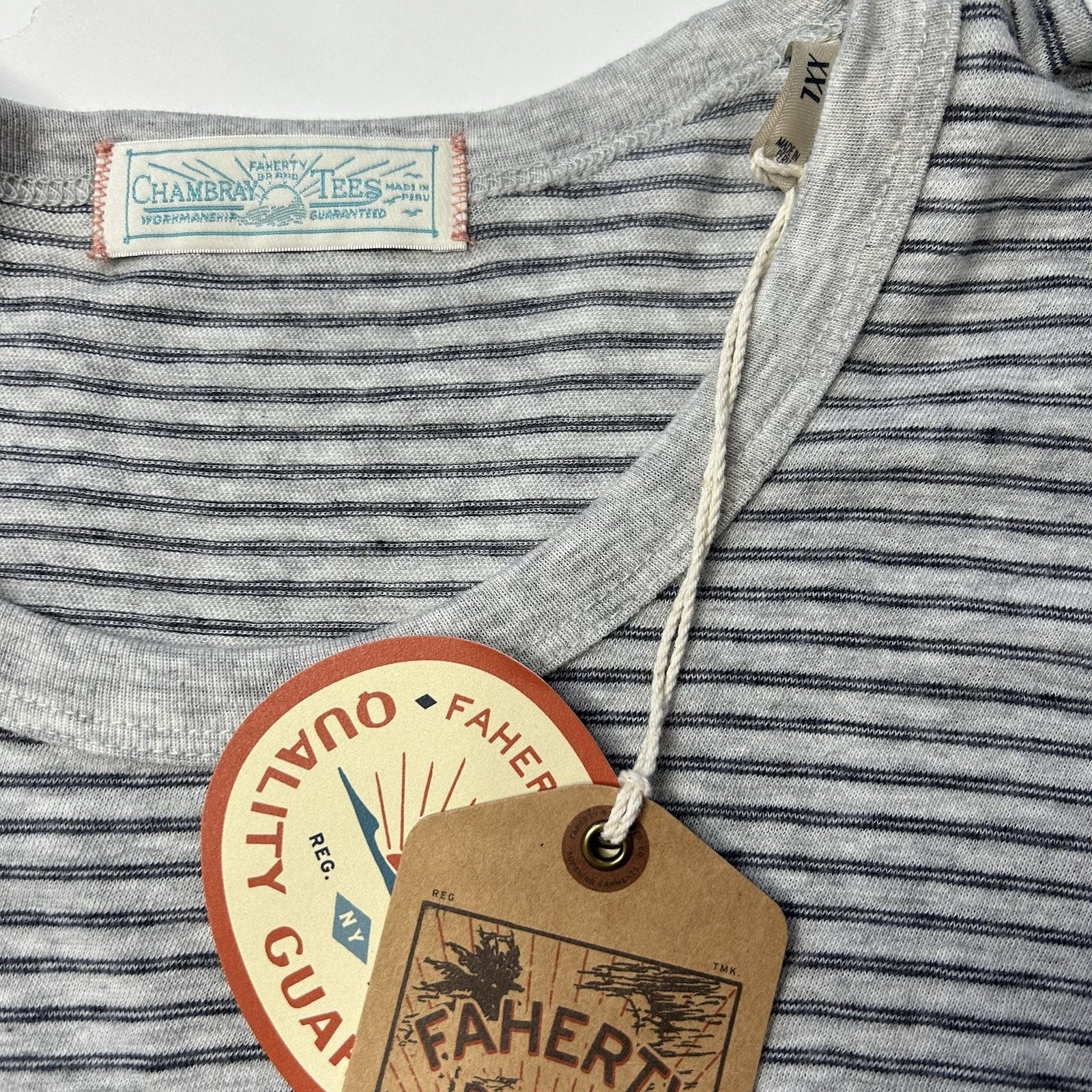 Faherty TShirt Men’s XXL Short Sleeve Vintage Chambray Cotton Modal Lightweight