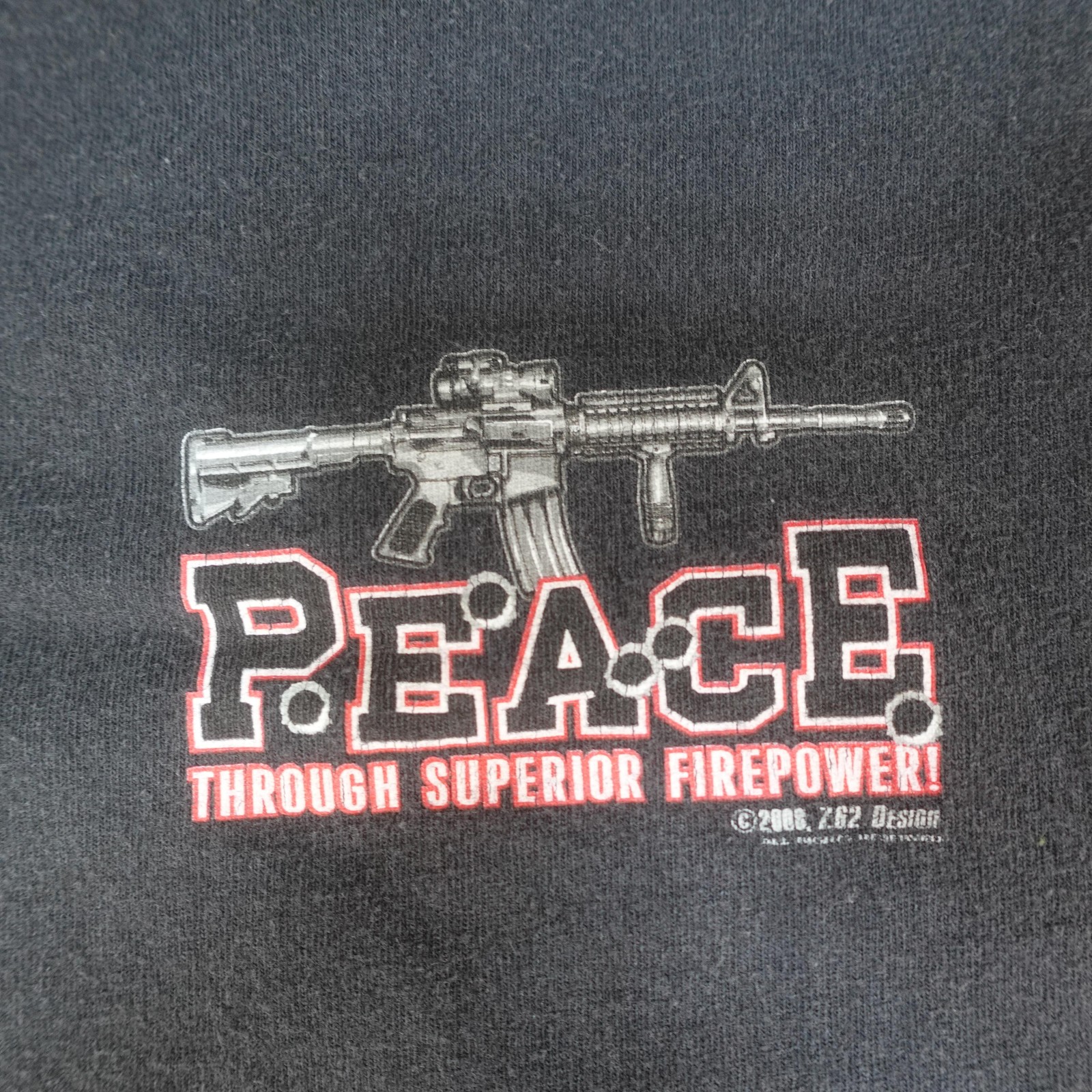7.62 Design Shirt Mens XL Black Peace Through Superior Firepower Tank Top Muscle