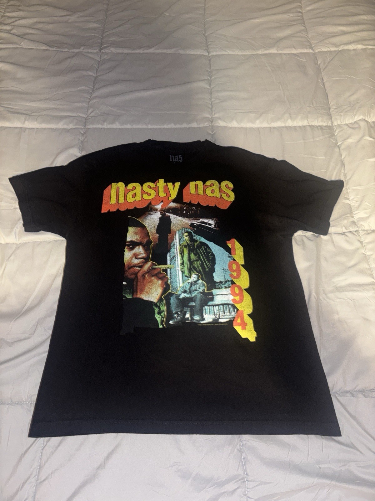 Nasty Nas 1994 Rap Hip-Hop Graphic T-Shirt Mens Size L Black Retro