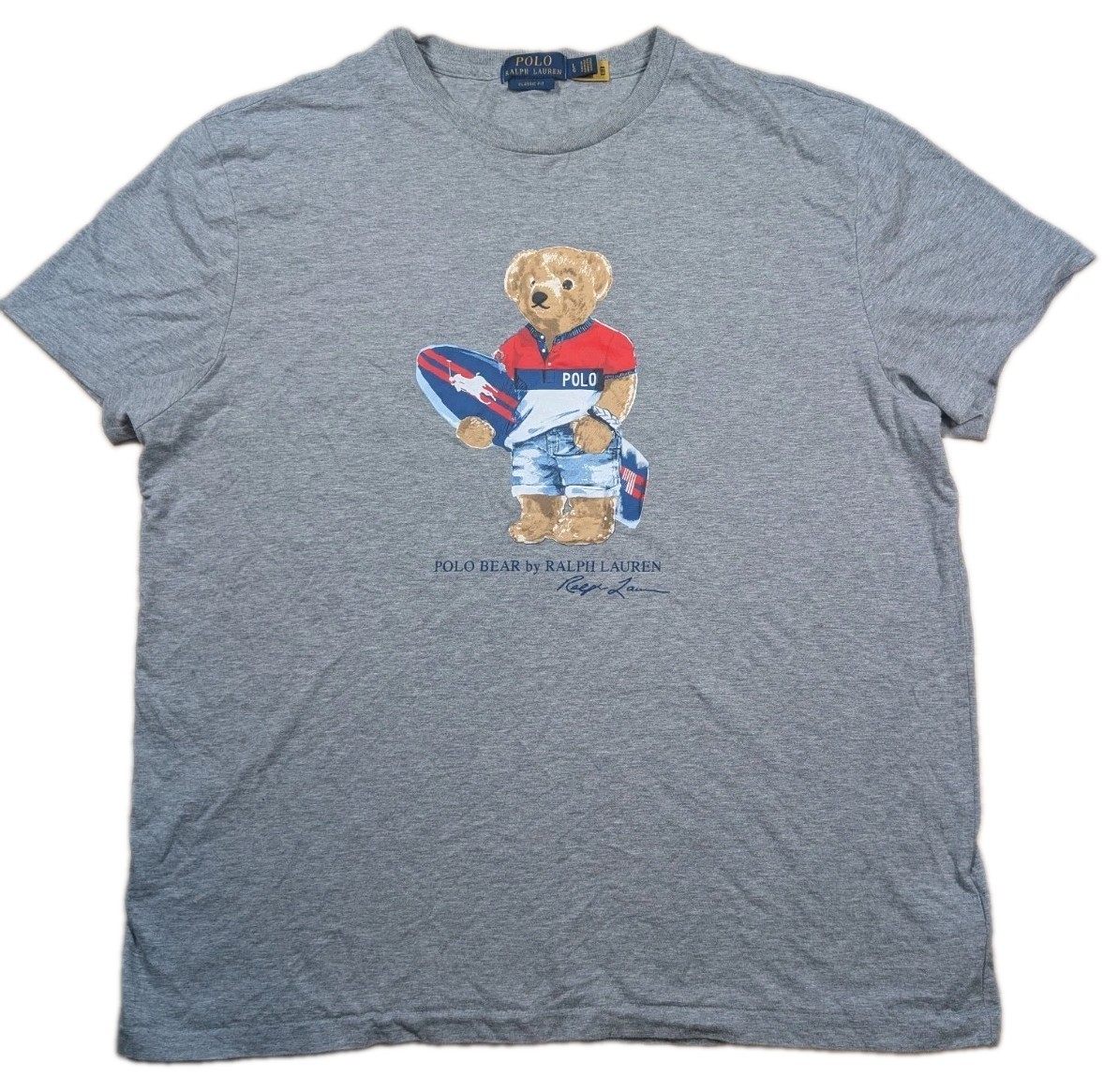 Polo Ralph Lauren Classic Fit Surfer Polo Bear T-Shirt Mens L Gray