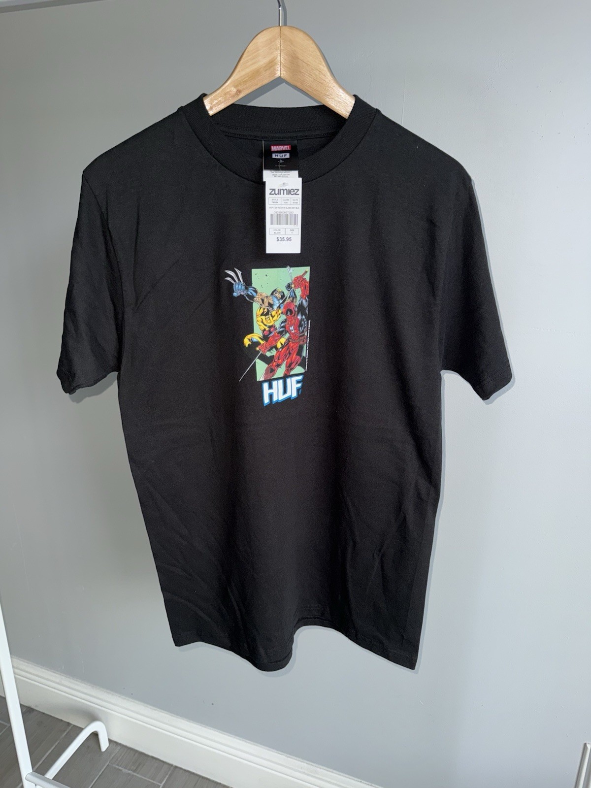 HUF x Marvel Deadpool & Wolverine Hack ‘n Slash T-Shirt Adult Small Black SS New