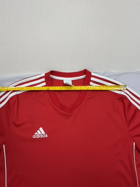 Adidas Soccer Jersey Mens Red Striped XL Short Sleeve V Neck