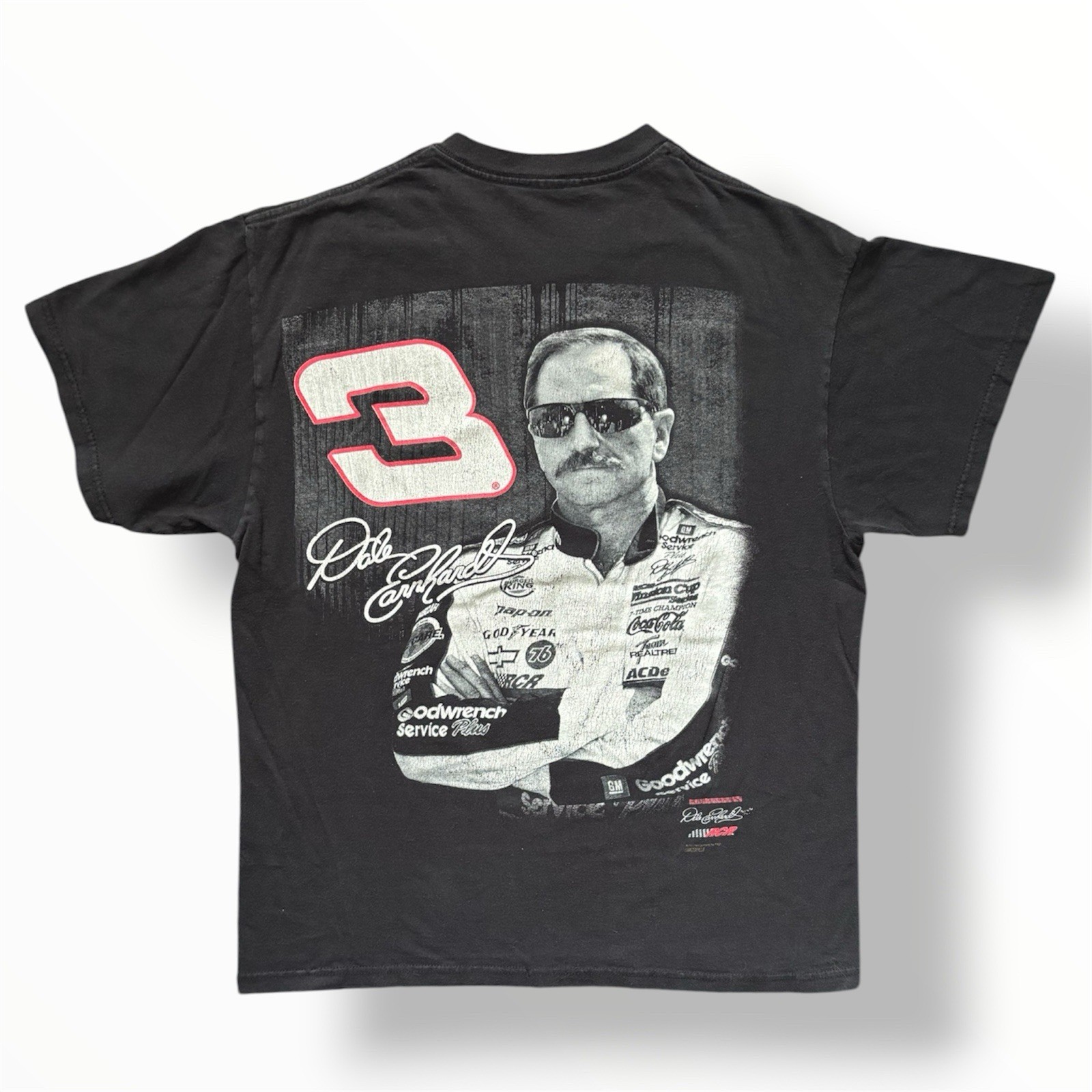 NASCAR Dale Earnhardt #3 Graphic Logo T-Shirt Black Cotton Crew Neck Men’s L