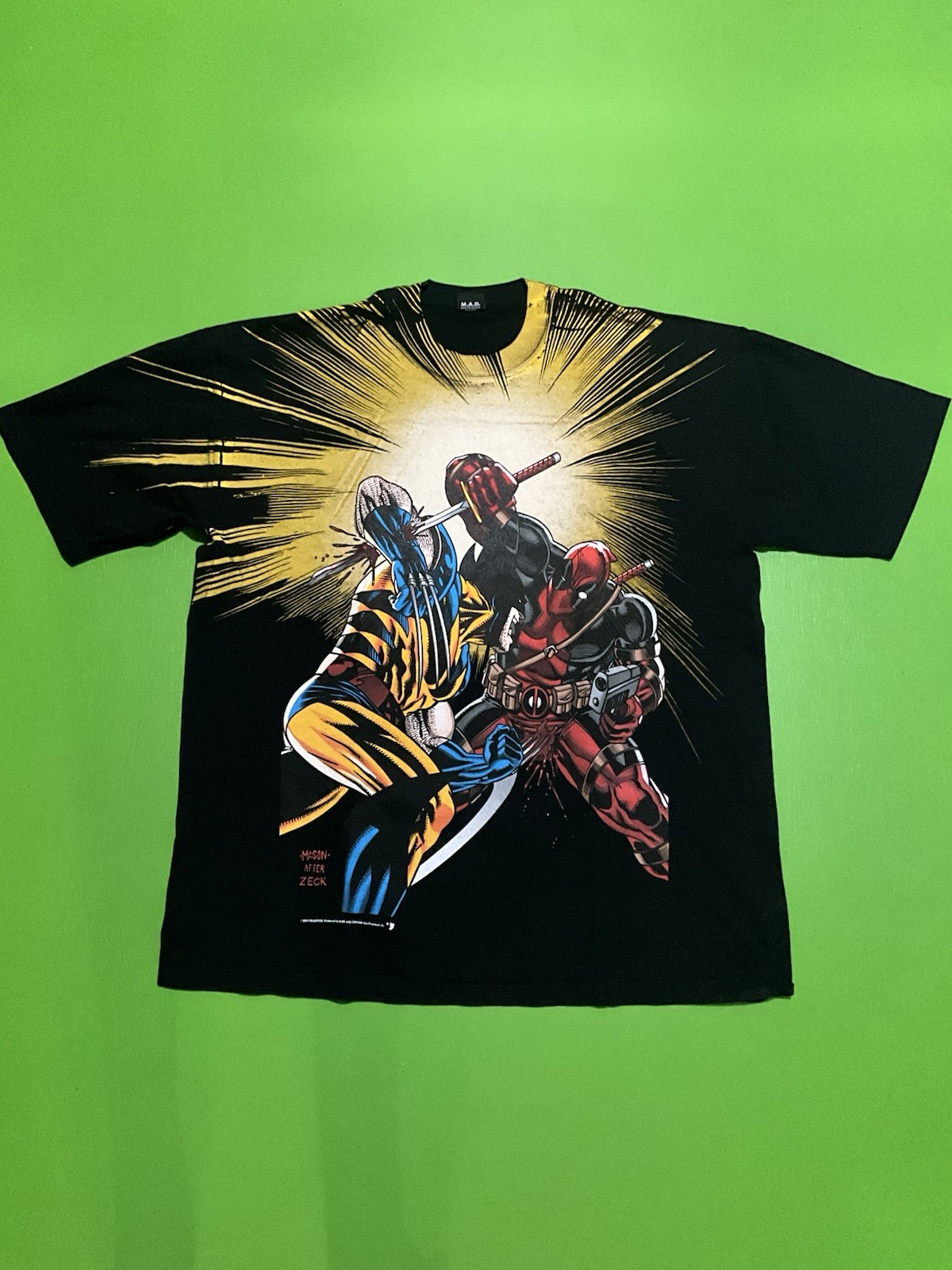 Mask And Disguise Deadpool Vs Wolverine Tee Black Multi Size XL