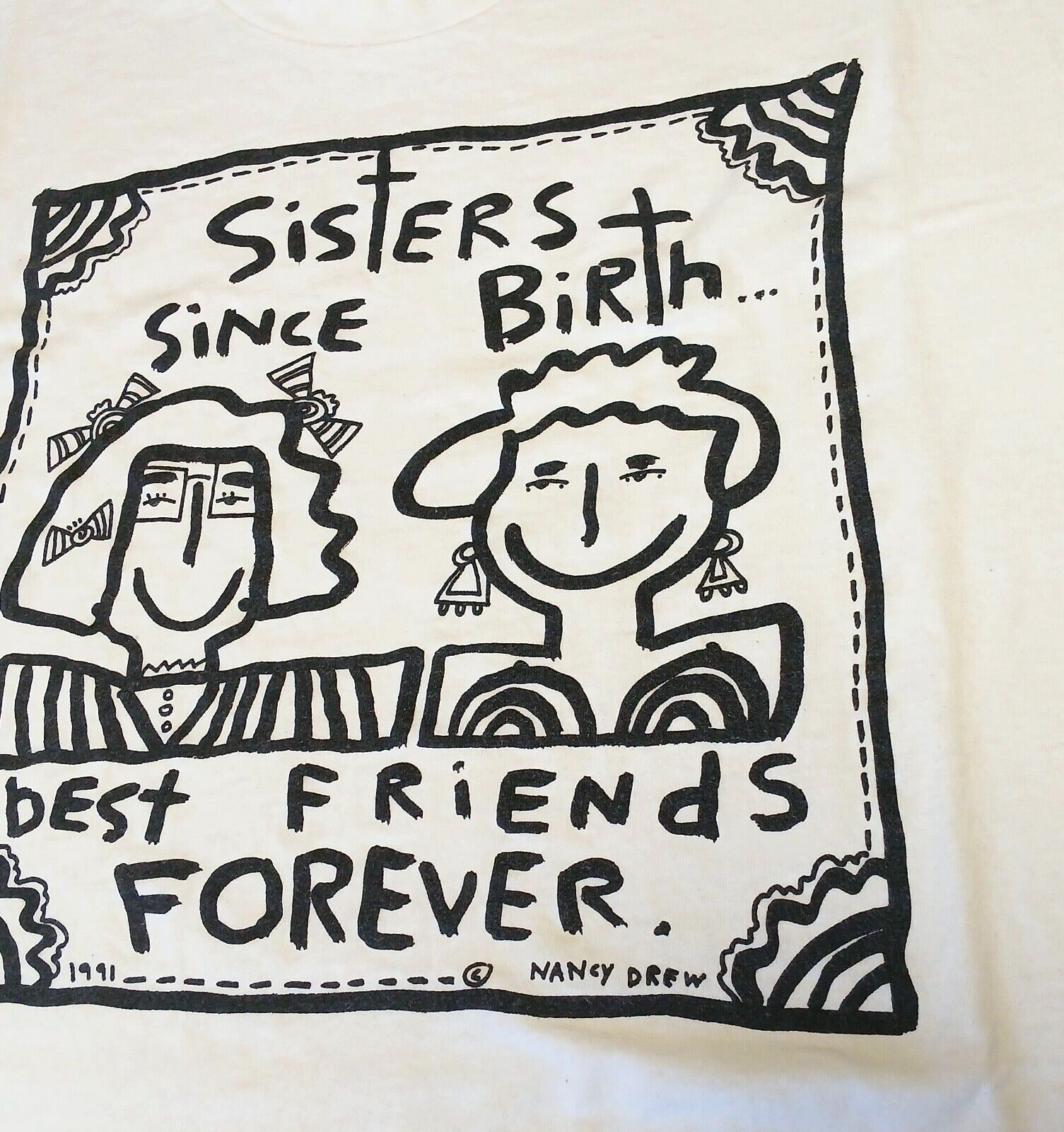 Vintage Nancy Drew T Shirt XL 1991 Lee Sisters Best Friend Forever Unisex Great