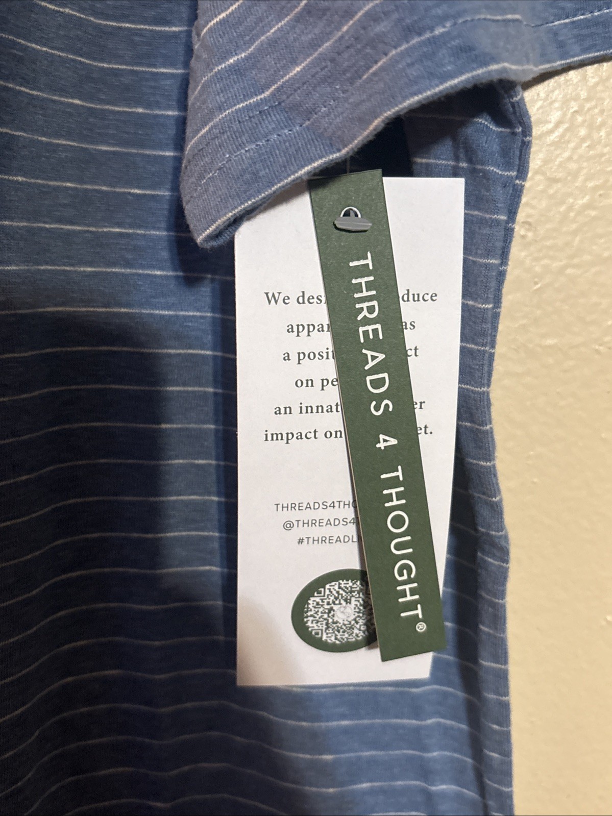 Threads 4 Thought Mens Blue XL Topview Stripe Triblend Henley Eco Friendly