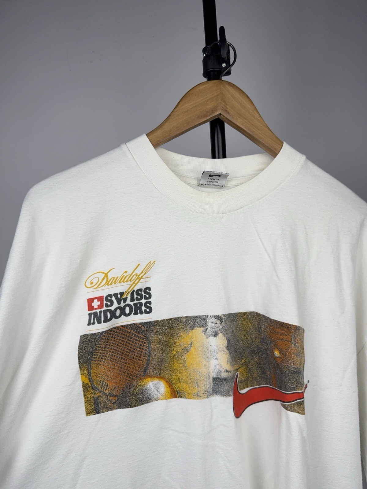 Vintage 90s Nike Swiss Indoors Basel Davidoff Tennis T-Shirt Men’s XXL Size