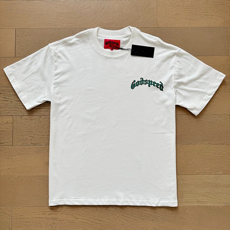 NEW Godspeed Masked Skull Print Logo tee men’s washed short sleeved T-shirt