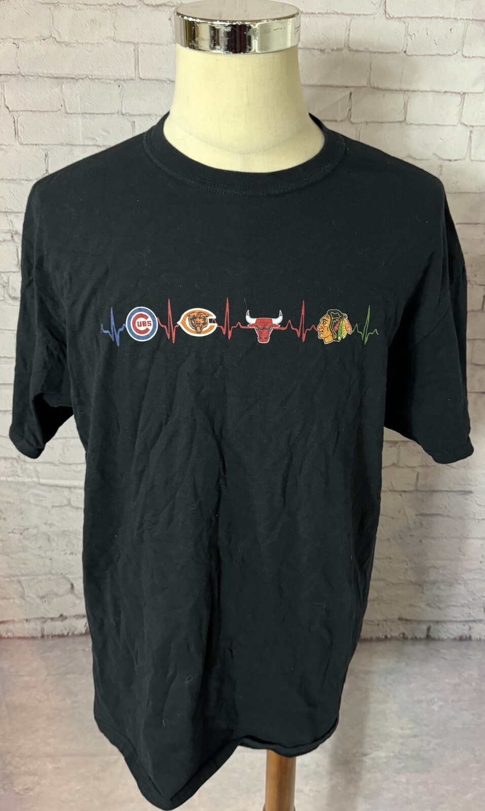 Chicago Sports Team Shirt Mens Large Bulls Cubs Bears Indians NBA MLB NHL NFL