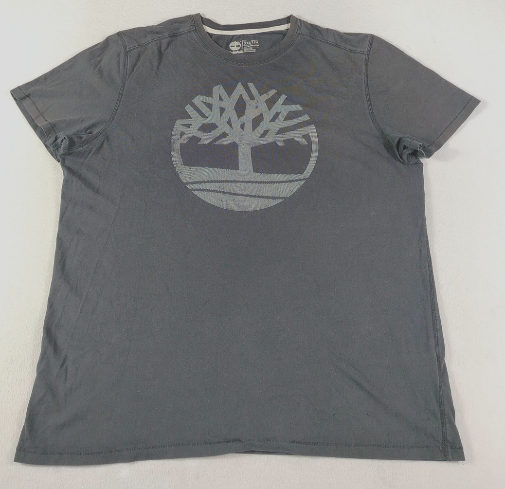 Timberland Shirt Mens 2XL Lot 2 Gray Black Tree Logo Graphic Tee Tagless Organic