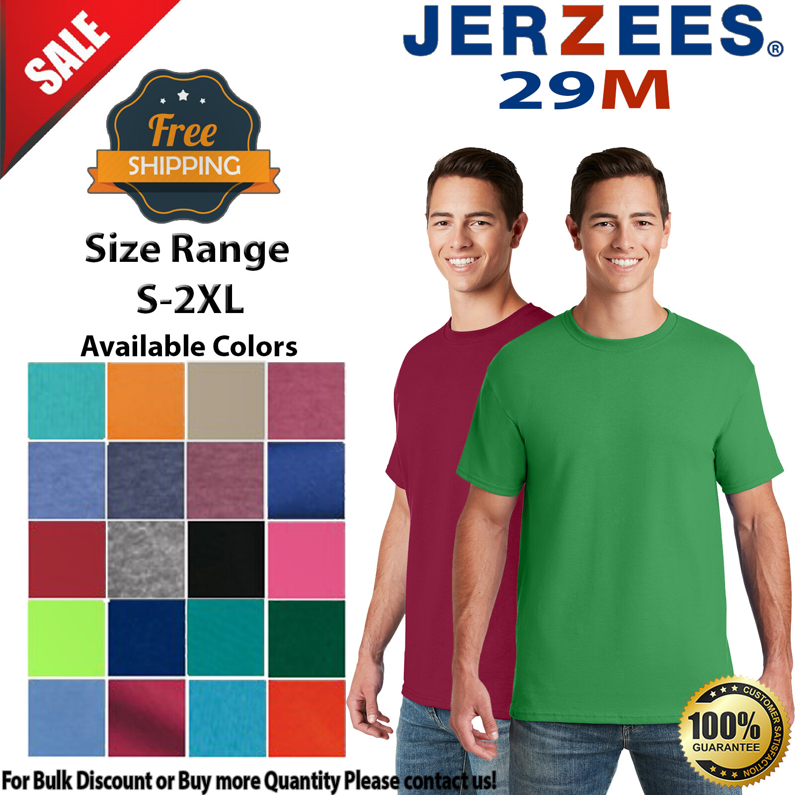 JERZEES 29M Mens Short Sleeve Dri-Power Performance Crew Neck Stylish T-Shirt