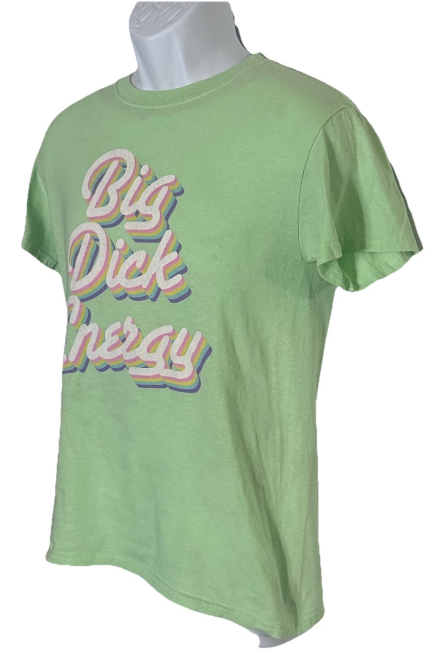 Spencer’s Big Dick Energy Funny Graphic T Shirt Green Rainbow Adult S
